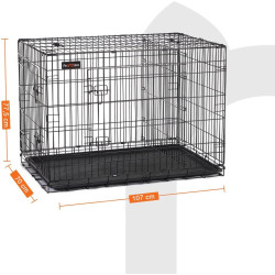 Feandrea Klatka dla psa 2 drzwi Klatka dla psa Siatkowa skrzynia transportowa Składana klatka druciana Koty Króliki Gryzonie Króliki Klatka dla drobiu Czarny XXXL 122 x 81 x 76 cm PPD48H