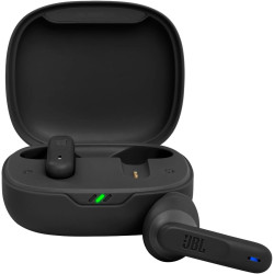 Bezprzewodowe słuchawki douszne JBL Wave 300 TWS True z technologią Bluetooth w kolorze czarnym, bezprzewodowe słuchawki douszne ze zintegrowanym mikrofonem, czas odtwarzania 26 godzin, w zestawie etui ładujące