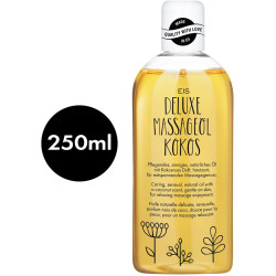 EIS Deluxe Olejek do masażu kokosowy, odpowiedni dla par, rozgrzewający olejek do ciała do intymnego rozluźnienia mięśni, płyn 250 ml, erotyczny zapach kokosa