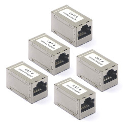 Złącze VCE RJ45 Cat6, przedłużacz kabla LAN, złącze kabla sieciowego, adapter kabla krosowego, złącze LAN POE Cat6 RJ45, 5 sztuk, do przełącznika / TV / PS4 / ADSL / modemu / TV Box / Routera / komputera