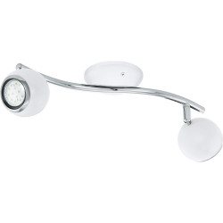 Lampa sufitowa LED EGLO Bimeda, 2 punkty świetlne, wykonana z metalu w kolorze białym i chromowanym, reflektory z żarówkami GU10, ciepła biel [klasa energetyczna F]