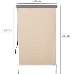 Outsunny Markiza pionowa aluminiowa markiza balkonowa z korbą ręczną kremowo-biała 120 x 200 cm 830-235