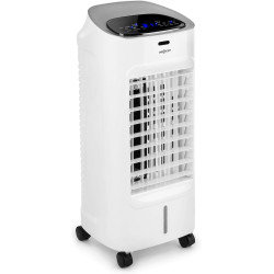 oneConcept Coolster - chłodnica powietrza 4 w 1: wentylator, jonizator, nawilżacz, 60 W, przepływ powietrza: 320 m³/h, 3 prędkości przepływu powietrza, 4-litrowy zbiornik na wodę, timer, cichy, biało-srebrny